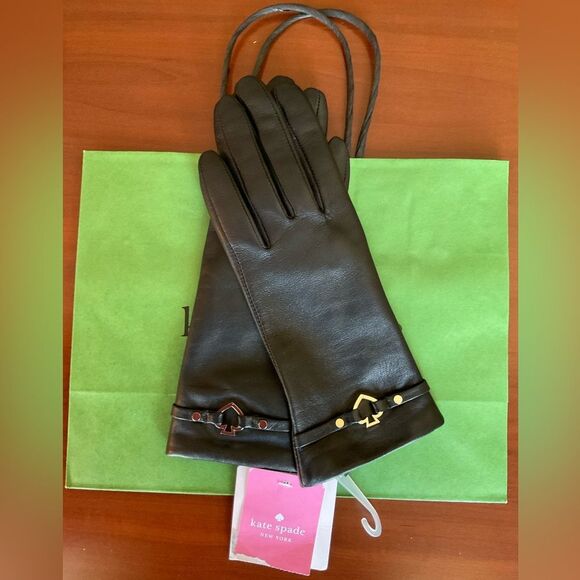 Kate Spade Black Small Leather Gloves - Picture 2 of 4